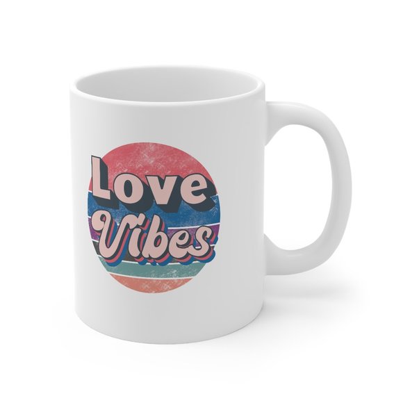 Love Vibes Retro Valentine's Day Mug, Gift, Love - Picture 2 of 4